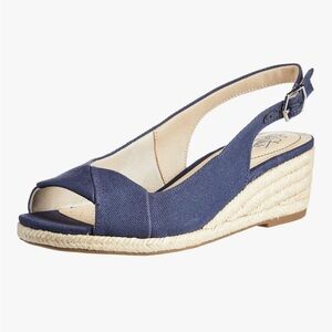 Life Stride Navy Espadrille Wedges